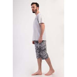 Ensemble Capri à manches courtes pour homme avec poches, col rond respirant, vêtements d'été imprimés - Product Image 3