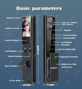 इसराएल फेस फिंगरप्रिंट स्मार्ट इलेक्ट्रॉनिक डोर लॉक टुया वाईफाई वीडियो इंटरकॉम ऐप कैमरा डिजिटल डोर लॉक कीलेस कार्ड सुरक्षित लॉक - Product Image 3