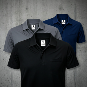 Camiseta de Hombre Antiarrugas, 100% Poliéster, Manga Corta, Tejida, con Bolsillo Estampado, Estilo Casual, Negra, Gris, Azul Marino - Product Image 4