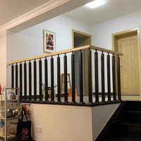 Edelstahl 304 Balkon-Glasgeländer Quadratischer Schwarzer Stab Balustrade Treppenhandlauf Gehärtetes Glas Schlitzrohr-Geländer