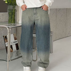 تخصيص الرجعية غسلها الضلع عالية مستقيم الرجال الجينز العصرية strestststeel الخريف/الشتاء منتصف المتعثرة زر 3D الشركة المصنعة ODM - Product Image 1