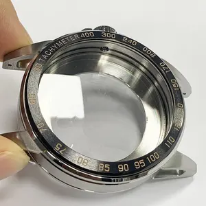 ผู้ผลิตที่กำหนดเองกรณีเหล็กขายส่งสำหรับกลผู้ชายนาฬิกา316L สแตนเลสนาฬิกากรณีที่มีฝาเซรามิกแทรก