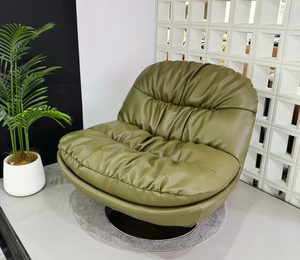 Modern Olive Green PU Leather Egg Chair with 360 Degree Swivel Base for Living Room Furniture - Product Image 1