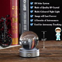 Honneur de cristal système solaire planète sphère 3D boule de cristal laser clair à facettes K9 boule de verre de cristal laser 3D personnalisée