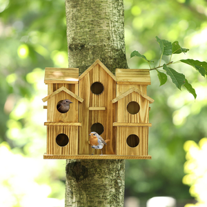 Casa para Pájaros de Madera con 10 Compartimentos, Nido Grande Multifamiliar para Colgar en el Jardín, para Pinzones y Pájaros Azules - Product Image 5