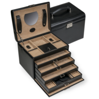 Boîte de rangement à bijoux en cuir PU de luxe avec miroir superposé, étui à bijoux pour femmes et filles, porte-colliers, cadeau, support de voyage