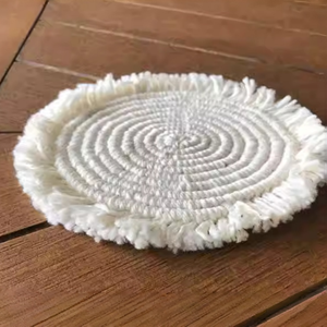 Posavasos <span class=keywords><strong>de</strong></span> Macramé Hechos a Mano con Cuerda <span class=keywords><strong>de</strong></span> Algodón, Tapete Tejido para Vasos con Patrón Ornamental y Borla para Vino - Product Image 5