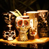 Vente en gros de mugs Tiki hawaïens, verres à cocktail créatifs, tasses Tiki en céramique faites à la main et personnalisées pour bar