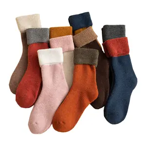 Женские зимние шерстяные носки, толстые бархатные теплые носки, японские зимние носки для сна и пола, Прямая поставка с завода