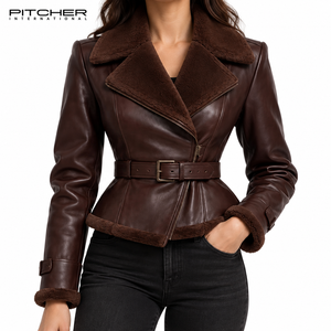 Veste en cuir véritable pour femmes, vente en gros pour les marques de mode américaines, veste en cuir pour femmes, fabrication directe OEM - Product Image 1