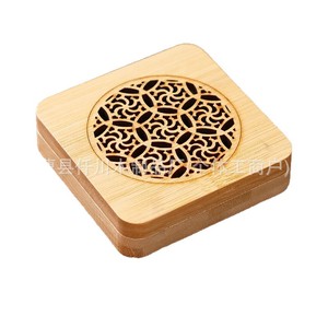 Bamboo Aromatherapy <b>Box</b> 9cm Round Hollowed Out <b>Incense</b> Burner Desktop Zen Style Solid Wood Diffuser - Product Image 2