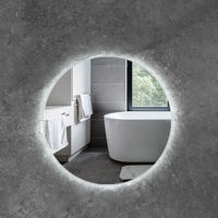 Miroir de salle de bain moderne anti-buée rond avec éclairage LED, miroir de douche intelligent à écran tactile mural pour chambre à coucher