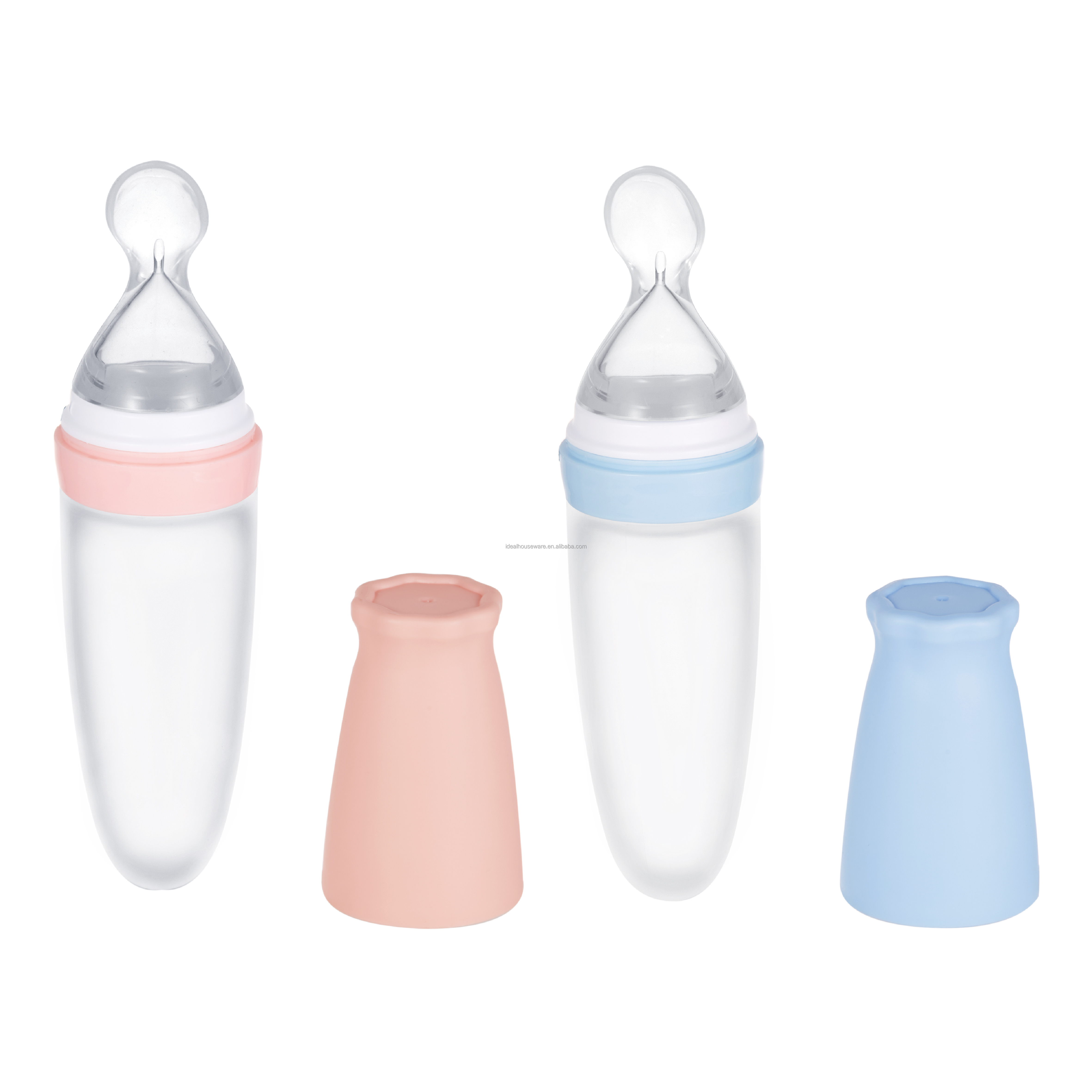 Custom Silicone Baby Squeeze Feeder Baby Feeding Bottle With Silicone Spoon Medicine Feeder