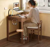 Bureau moderne en bois massif pour bureau à domicile et chambre à coucher, utilisation universelle, aucun assemblage requis, idéal pour les petits appartements, table d'étude SZ010