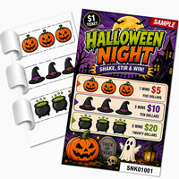 Cartes à déchirer personnalisées à trois fenêtres, thème Halloween, en papier haute opacité, pour tirage de prix instantané