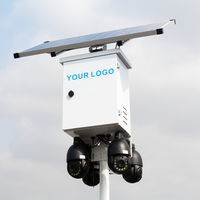 Sistem Keamanan CCTV Luar Ruangan 2023 24/7 Tahan Air IP66 4K dengan Kartu Memori, Tenaga Surya, IP Wi-Fi Nirkabel, Kamera Dome PTZ Ganda 2 Set 100m