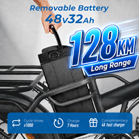 Bicicleta Eléctrica de Carga con Llantas Gruesas de 20 Pulgadas, 128 km de Autonomía, Motor de Alta Velocidad para Profesionales de Entrega de Alimentos, Logotipo Personalizado
