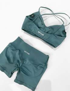 DF per sport da impatto reggiseno da palestra 3 pz Set Yoga da <span class=keywords><strong>donna</strong></span> senza soluzione di continuità Yoga Top alto supporto per tazze rimovibili incorporate - Product Image 2