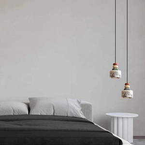 Lámpara Colgante Minimalista Cromada, Redonda, LED, Altura Ajustable, Lámpara de Noche para Dormitorio, Luz Blanca Cálida 3500K, E27, Control por Interruptor - Product Image 4