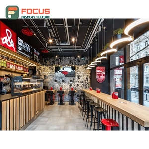 Mostrador de Servicio de Café Contemporáneo, Estante de Pago Frontal, Estación de Barista, Mostrador de Cafetería en Negro Mate - Product Image 1