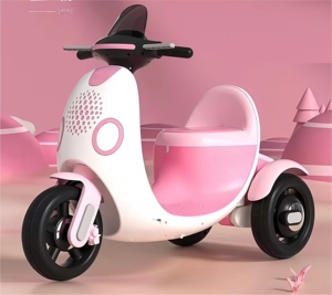 Voiture électrique pour enfants à deux places, jouet à pédales, moto à trois roues pour bébé avec sièges pour 2 à 6 ans, pour filles - Product Image 1