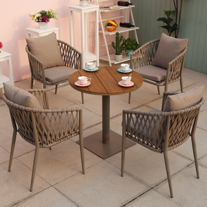 Juegos de Muebles de Jardín Negros de 4 Plazas Listos para Enviar, para Cafetería, Restaurante, <span class=keywords><strong>Bistro</strong></span>, Patio Exterior, Mesa Redonda y Cuadrada, Sillas, Muebles en Oferta - Product Image 3