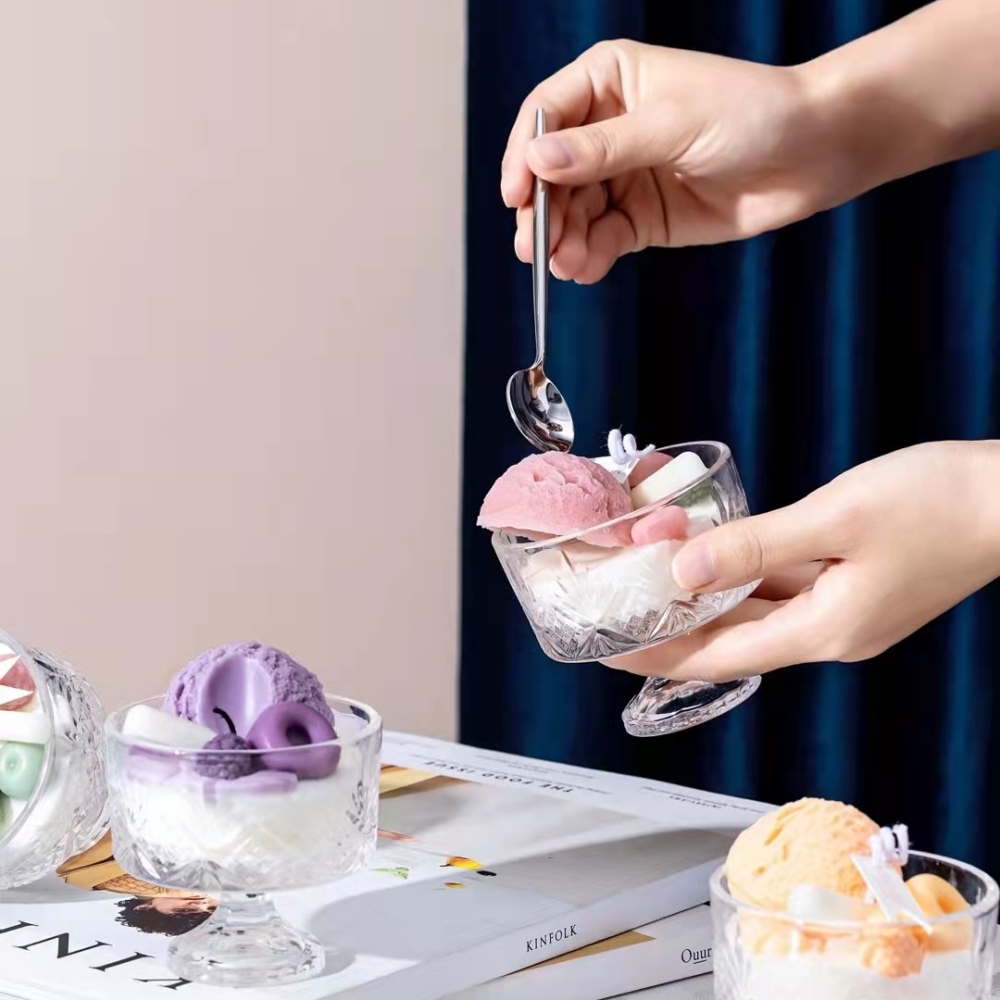 AROMA EV Toptan Ev Dekorasyonu Için Benzersiz Dondurma Kokulu Mum El Yapımı Cam soya mumu Mumlar Yılbaşı Hediyeleri 0