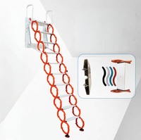Escalier de grenier moderne pliable, échelle télescopique, échelle de loft, 2 marches, capacité de charge 300 kg, hauteur extensible 10 pieds