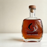 Bouteille en verre transparente de 750 ml de qualité alimentaire, gravée au laser, recyclable, très vendue, pour whisky, tequila, vin, avec bouchon en liège