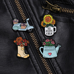 Fleur créative émail broche moto chaussures <span class=keywords><strong>Cowboy</strong></span> fleur vélo sac amour bouilloire tournesol fleur métal Badge Punk broches bijoux - Product Image 5