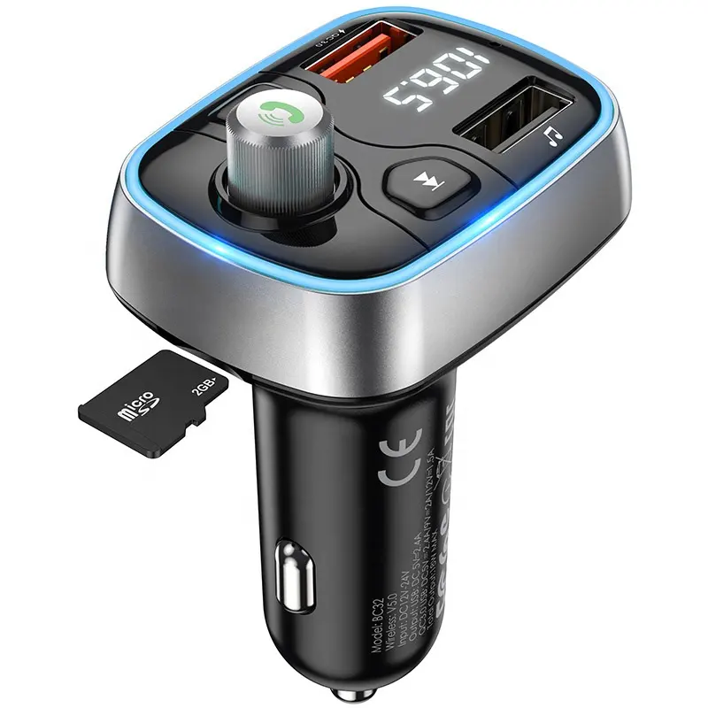 2021 Car FM Transmitter Audio Receiver Bluetooths Adapter BT 5.0 Dual USB QC3.0 Fast Charger Car MP3 Player