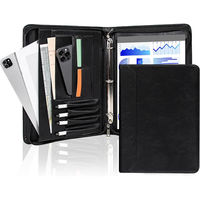 Porte-documents personnalisé avec fermeture éclair, classeur à anneaux A4, format lettre, 3 anneaux, en cuir PU, pour usage professionnel, impression de logo disponible