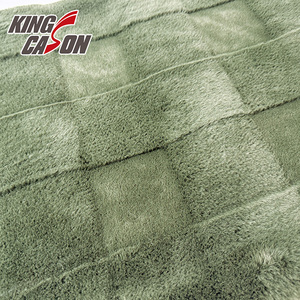 KINGCASON Fabrication directe 100% polyester 235cm 320gsm Vert uni Nouveau motif carré 3D Fourrure de <span class=keywords><strong>lapin</strong></span> pour literie égyptienne - Product Image 1