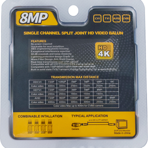 Accessoires de surveillance 4K HD CVI TVI AHD CVBS combinables Push UTP Cctv Video Balun 8mp - Product Image 3
