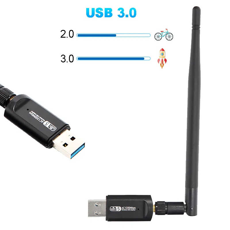 Antena usb wifi 1200m 5.8ghz antena receptor wifi, dongle 802.11 ac para android tv box, media player