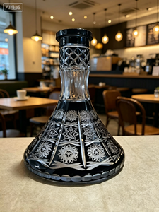 Base de vidrio negro tallado para cachimba, garrafa decorativa para pipa de agua, botella para exhibición en lounge o bar - Product Image 6