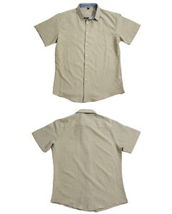 Chemise d'été pour homme en lin et polyester tissé, impression personnalisée, poche, manches courtes, col rabattu, boutonnée, style décontracté américain - Product Image 4