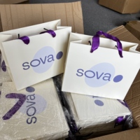 Sacs cadeaux en papier recyclé ivoire personnalisés avec poignée en ruban, sacs shopping de luxe couleur crème beige
