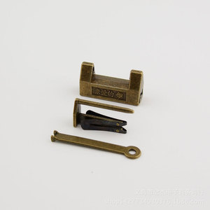Antique Miniature <b>Lock</b> Rectangular Brass Horizontal Opening Vintage Padlock For Jewelry <b>Box</b> - Product Image 3