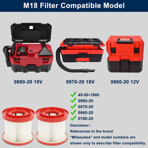 4 Packs de filtres d'aspirateur 49-90-1900 pour <span class=keywords><strong>Milwaukee</strong></span> Compatible avec <span class=keywords><strong>Milwaukee</strong></span> Cordless <span class=keywords><strong>M18</strong></span> Vacuum 0780-20 0880-20 - Product Image 4