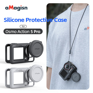 Étui en <span class=keywords><strong>silicone</strong></span> léger AMagisn pour caméra sportive Osmo <span class=keywords><strong>Action</strong></span> 6, protection intégrale anti-rayures pour l'objectif - Product Image 1