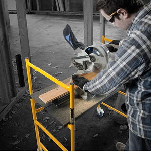 Mini échafaudage mobile pliable avec établi en acier à roues pour électricien/<span class=keywords><strong>charpentier</strong></span>/peintre/jardinier - Product Image 3