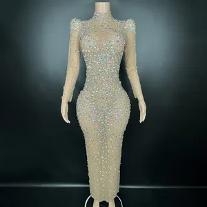 Novance Y1987-AD Evening Dresses 2023Long Sleeve Sexy Fashion Prom Clothes Birthday Celebrity Luxury See Through Gowns For Women