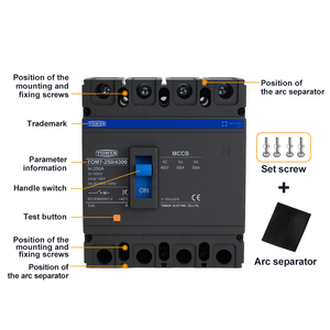 Tomzn ไฟกลางคืน AC400V 160A 100A 50/60Hz, 200A 250A MCCB เคสที่ตัดวงจรสามเฟสสี่สาย - Product Image 6