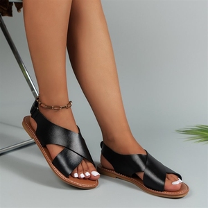 Hot Latest Design Flat Sandals Casual Wholesale High Quality Summer PU Soft Daily Large Size Sandals Women Shoes - Product Image 6