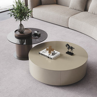 Drehbarer Wohnzimmer-Couchtisch Hochwertiger Aufbewahrungstisch Italienischer Teetisch mit Beistelltisch Minimalistisches Möbelset