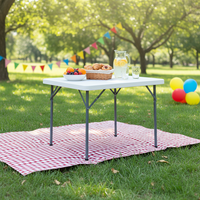 Kleiner Leichter Tragbarer Quadratischer Kunststoff-Klapptisch für Camping, Hotel, Bankett und Catering