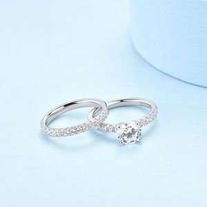 मोइससानाइट सगाई की अंगूठी ठीक गहने 925 स्टर्लिंग चांदी रोडियम प्लेटेड रिंग जिरकॉन प्रेमी शादी की अंगूठी स्टैकिंग - Product Image 5