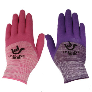 ถุงมือยางไนลอนลูคุน ขนาด 7S สีชมพู-ม่วง แบบเคลือบ ป้องกันการเสียดสี สำหรับงานทั่วไป - Product Image 1