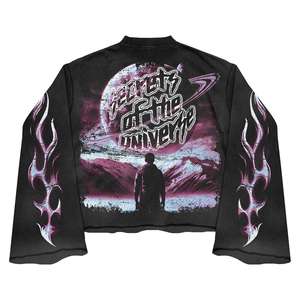 เสื้อสตรีทแวร์วินเทจสไตล์ลำลองทรงบ็อกซี่ ตัดสั้น ผ้าเฟรนช์เทอร์รี่ 100% ผ้าฝ้าย ปักลายกราฟิก พิมพ์ลายเรียบ ย้อมสีธรรมชาติ เป็นมิตรกับสิ่งแวดล้อม สำหรับฤดูหนาว - Product Image 2